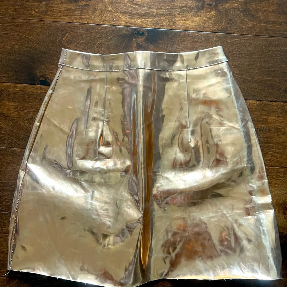 Missguided Gold Mini PVC Skirt